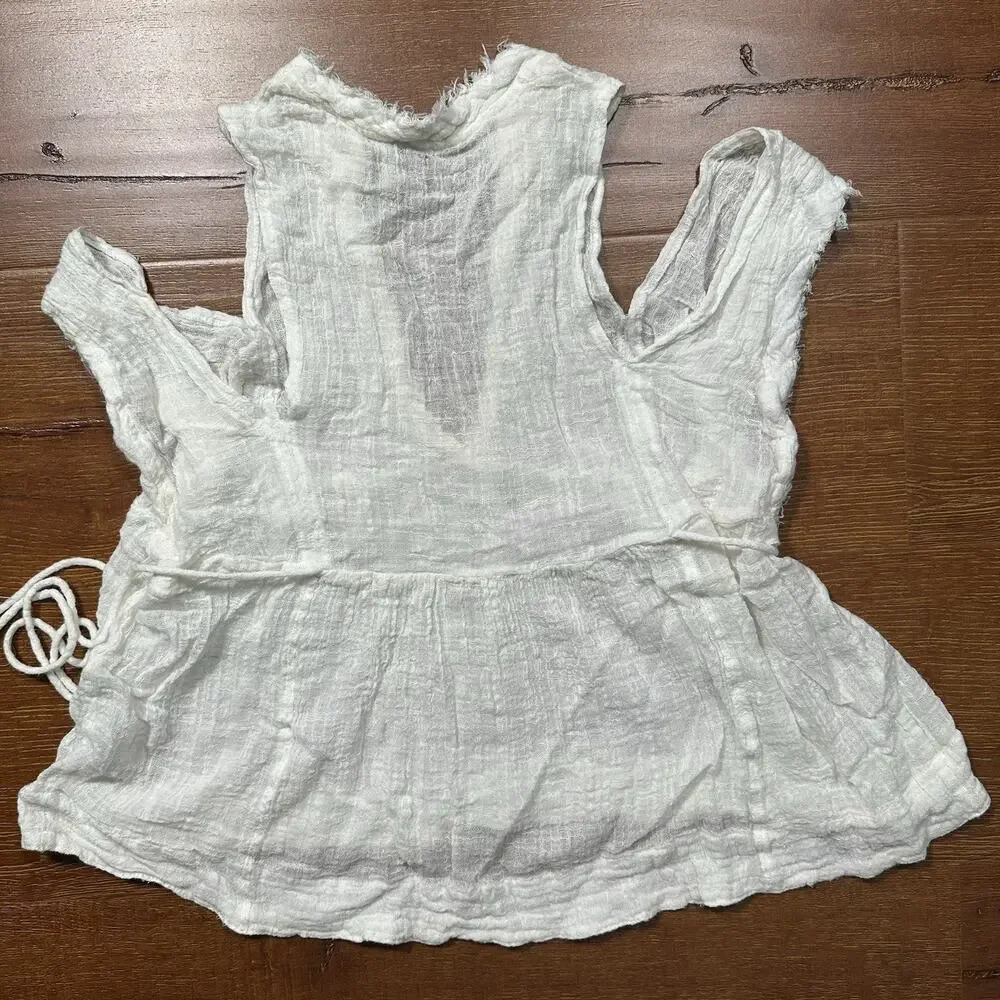 Free People Top Womens S White Gauze Off Shoulder Retro Hippie Beach Y2K Fairy